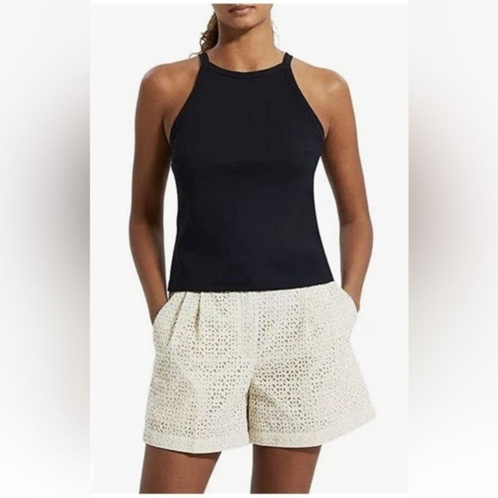 Theory Cropped Halter Tank in Precision Ponte Size P
